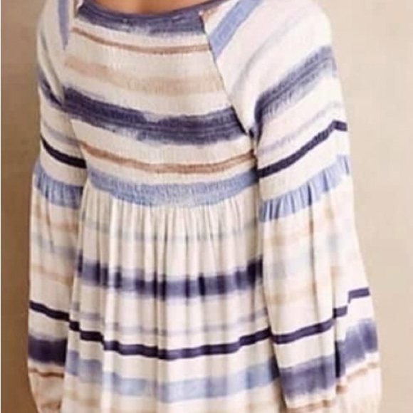 Anthropologie Meadow Rue Patriotic Red and Blue Long Sleeve Striped Tee L - Picture 3 of 4